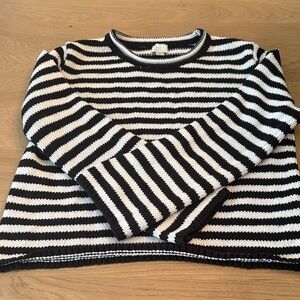 Black & White Striped Crewneck Sweater